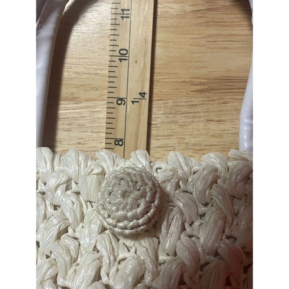 Vintage Mantessa Hand Made Japan Woven Straw Purse Ivory Top Handle Bag - Picture 11 of 15